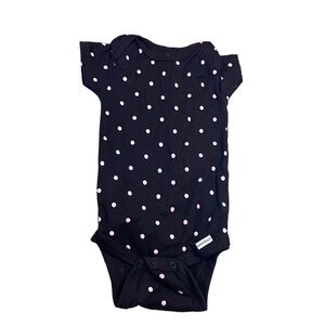 Gerber black onesie with pink polka dots